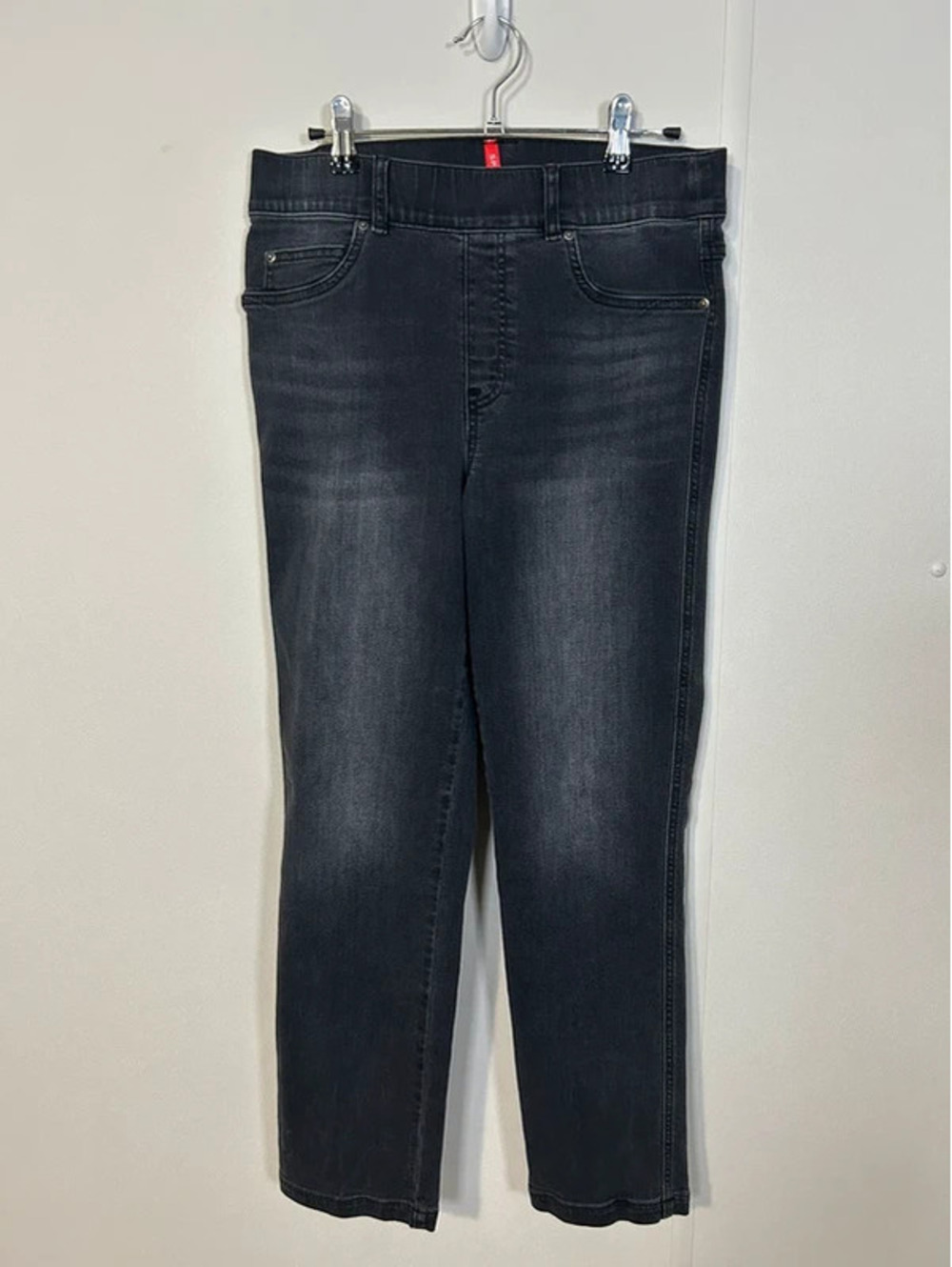 Spanx Black Pull-On Stretch Denim Jeans Women’s Medium Slim Straight Ankle